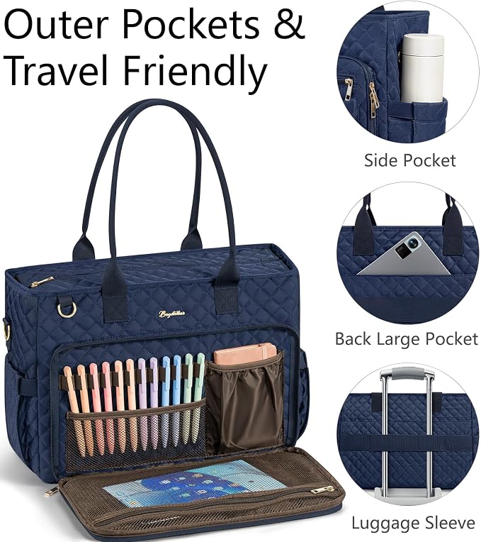 Bagstellar Teacher Bags for Women, 15.6 inch Laptop Work Tote Bag Quilted Nurse Bible Computer Shoulder Bag for School Travel | Dream Tote Work Bag
