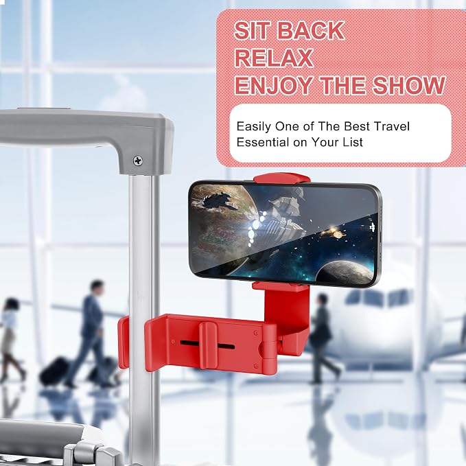 Perilogics Airplane Phone Holder Mount Universal in Flight Hands Free Viewing with Multi-Directional Dual 360 Degree Rotation (Coral)