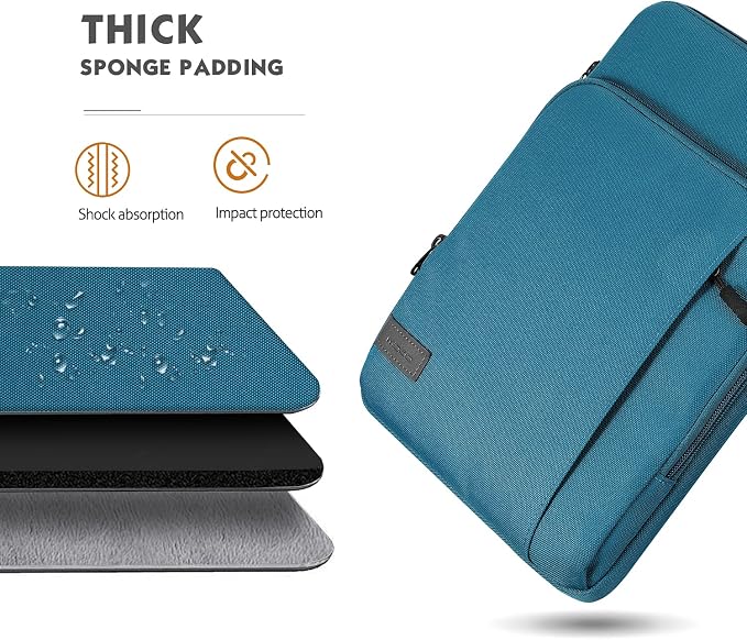 MoKo Laptop Sleeve Bag for 13.3-14 Inch, Notebook Carrying Case with Pocket Fits New MacBook Pro M3/M2 14" /13" M2/M1 Pro/M1 Max 14.2 2023-2021/Air 13.6" M2 2022, Surface Pro 9/8 13", Peacock Blue
