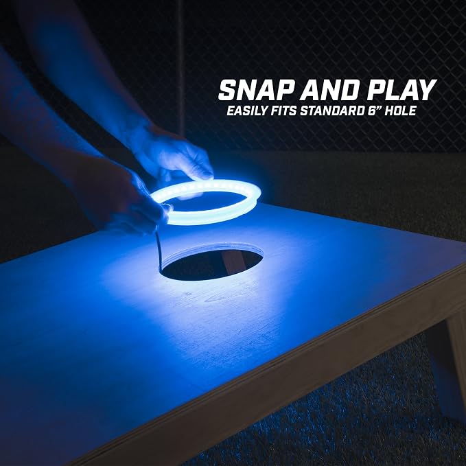 GoSports Cornhole Light Up LED Ring Kit 2pc Set - Red, White or Blue - Compatible with All Cornhole Games