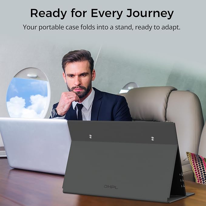 Portable Monitor, 15.6-inch FHD 1080P 60Hz IPS Screen, Laptop Screen Extension, USB-C/HDMI Ports, VESA Mount Support, Compatible with Laptops/PCs/MacBook/Switch/PS4/5/Xbox
