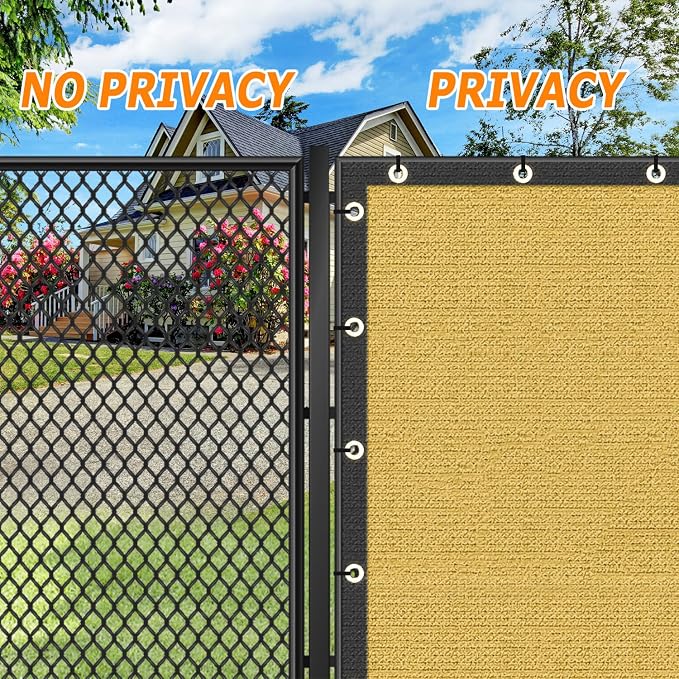 KANAGAWA 8ft x9ft Balcony Privacy Screen Fence, 90% Blockage Heavy Duty 175 GSM Fencing Mesh Net Cover for Outdoor Wall Garden Yard Backyard, Cable Zip Ties Included, Sand