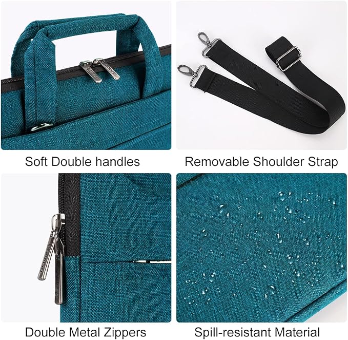 DOMISO 14 inch Laptop Messenger Shoulder Bag Tote Bag for Women for Men,Business Travel Work Computer Bag Chromebook Case Briefcase,Compatible with 15 inch MacBook Air/Pro,14 inch HP Dell ASUS, Teal