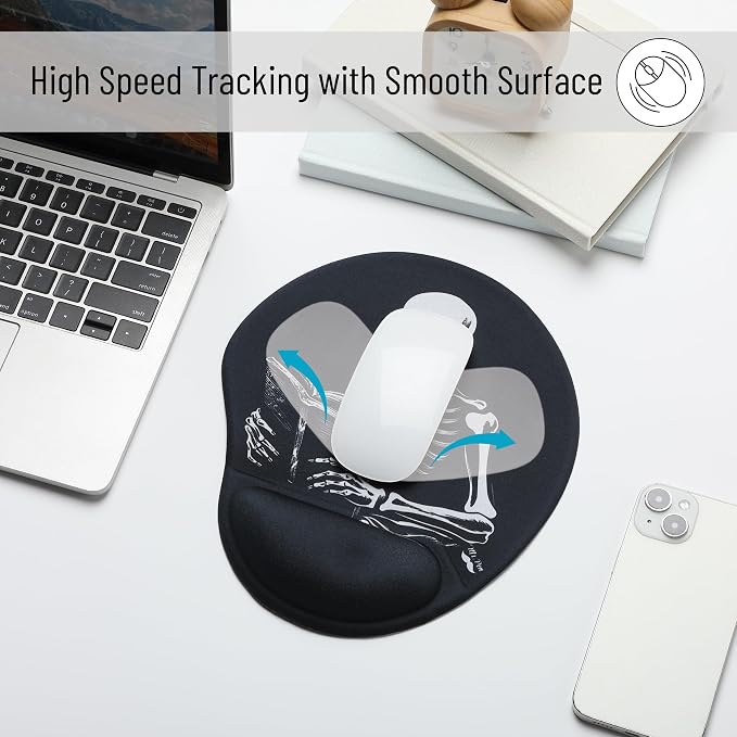 Mr. Pen- Ergonomic Mouse Pad with Wrist Rest, Grim Reader Design, Breathable Fabric with Memory Foam Cushion, Non-Slip Rubber Base, Gel Mouse Pad with Wrist Support