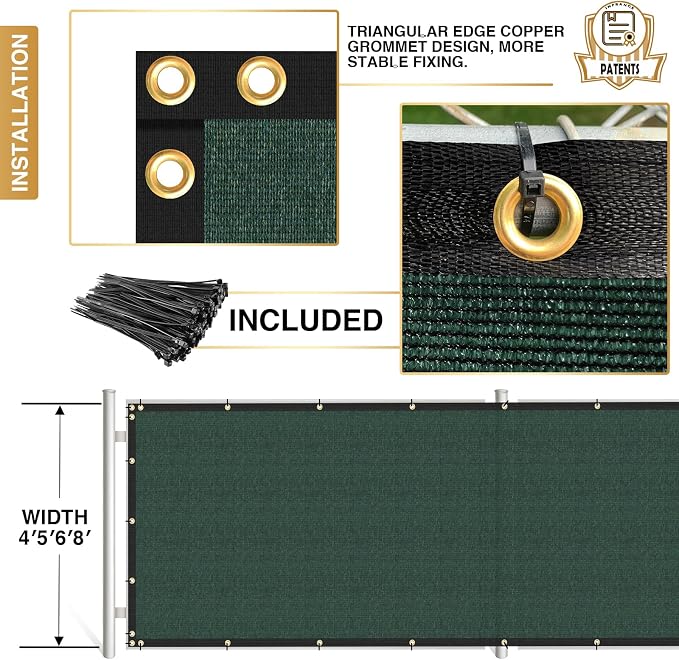 Privacy Fence Screen 6' x 140' Fencing Cover Heavy Duty Mesh Windscreen Cloth for Outdoor Garden Patio Backyard Chain Link Fence Green