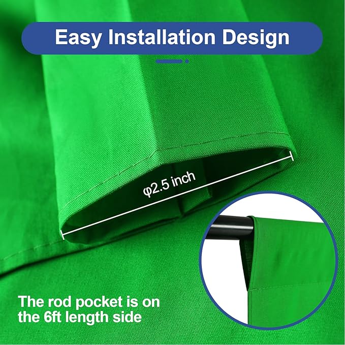 EMART Green Screen Backdrop, 6 x 9 Ft Photography Greenscreen Background Sheet Fabric Kit for YouTube Video Streaming Zoom, Small Photo Chromakey Polyester Cloth Curtain with 4 Clip