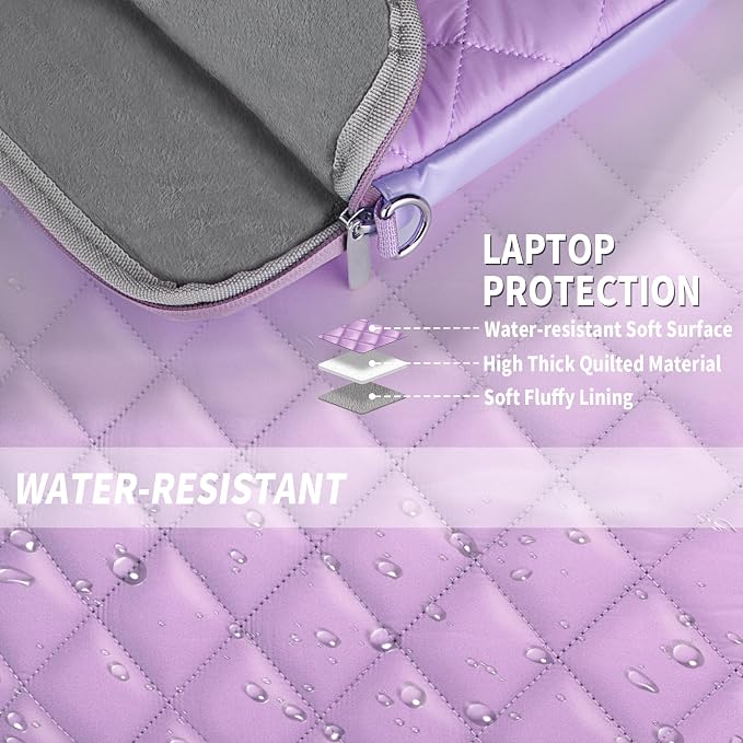 Puffy Quilted Laptop Sleeve with a Shoulder Strap Compatible with MacBook Air 15 inch M2 A2941 2023/Pro 15 A1990 A1707, 15 Surface Laptop 5/4/3, Compatible with Dell XPS 15