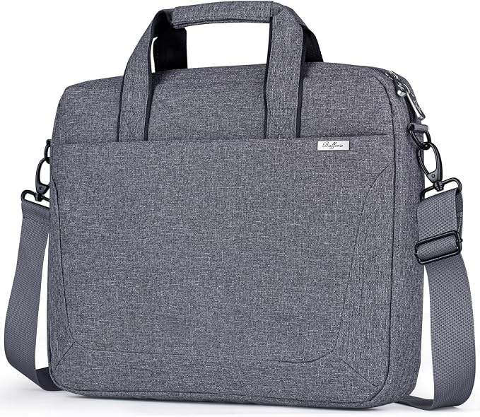 BAFFINA 15.6 16 Inch Laptop Shoulder Bag for Men Women,Waterproof Computer Carrying Case Messenger Bag with Strap,Laptop Briefcase for 14-15-16 Inch MacBook/Chromebook/Notebook Hp Dell Acer Asus,Grey