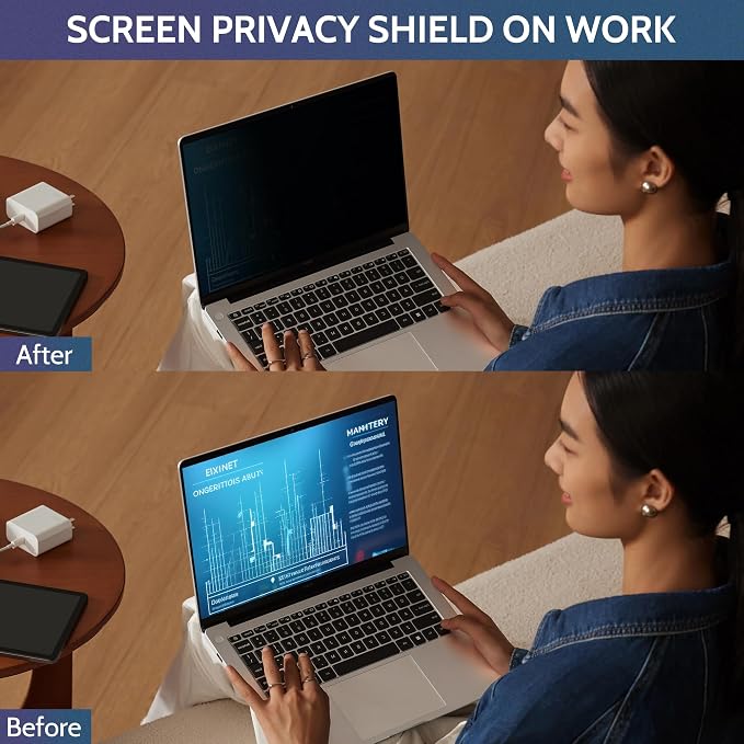 [1 Pack] Twugs Laptop Privacy Screen 15.6 Inch, for 16:9 Aspect Ratio Laptop Screen Privacy Shield, Anti-Glare & Blue Light Filter | Removable Privacy Shield | Screen Protector