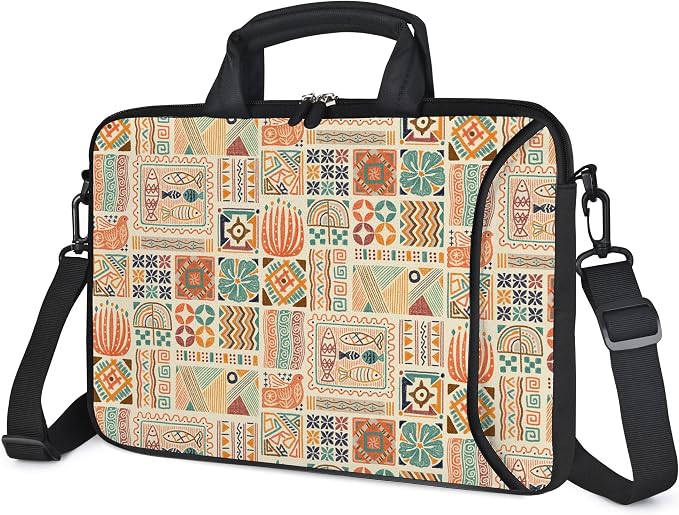 RICHEN 17 inch Laptop Shoulder Bag Carrying Case with Handle Fits 15.6/16/17/17.3/17.4 inch Laptop Notebook (Geometric Drawing, 16-17.3 inch)