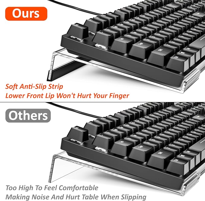Egchi Computer Keyboard Stand PC Keyboard Stand, Acrylic Tilted Keyboard Stand for Ergonomic Typing Clear Keyboard Tray for Easy Typing and Working, Keyboard Holder with Silicone Non-Slip Case