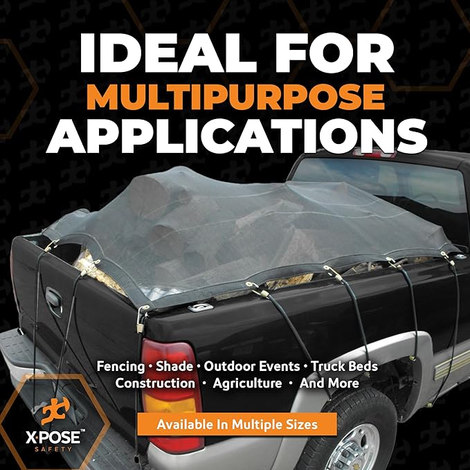 Xpose Safety Heavy Duty Mesh Tarp – 10’ x 18’ Multipurpose Black Protective Cover with Air Flow - Use for Tie Downs, Shade, Fences, Canopies, Dump Trucks – Tear Resistant