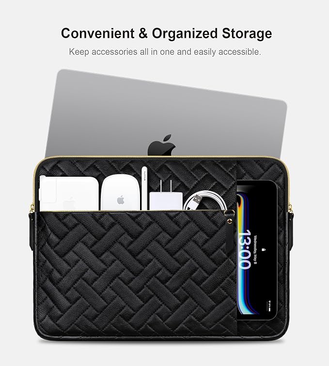 Lacdo Laptop Sleeve Case for 14 inch New MacBook Pro M5 Pro/Max A3426 A3427 (2026), M5/M4/M3/M2/M1 A3434 A3112 A3401 A3185 A2918 A2992 A2779, 13.8 inch Surface Laptop 7th Computer Bag, Elegant Black
