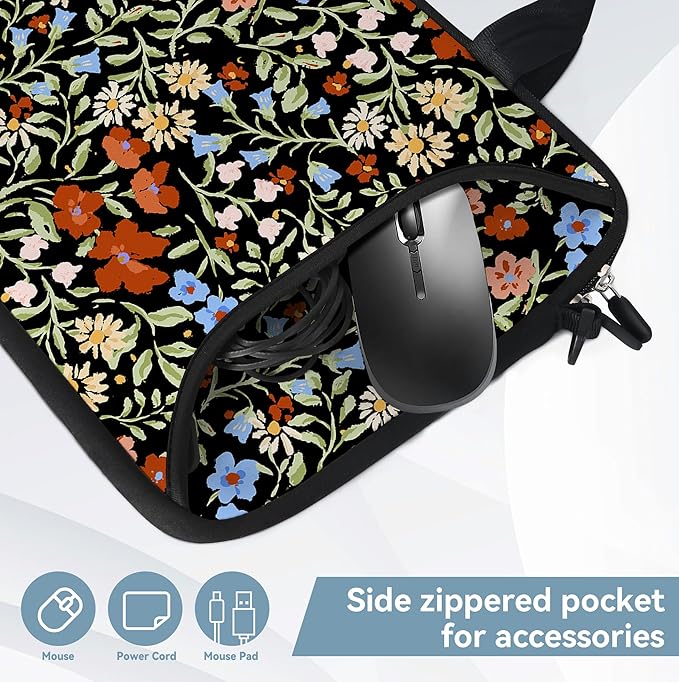 RICHEN 10 inch Messenger Bag Carrying Case with Handle Accessory Pocket Fits 7 to 10-Inch Laptops/Notebook/Kids Tablet (7-10.2 inch, Flowers2)