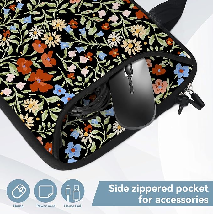 RICHEN Messenger Bag Carrying Case Sleeve with Handle Accessory Pocket Fits Laptops/Notebook/ebooks/Kids tablet/ipad (11-13.3 inch, Flowers2)