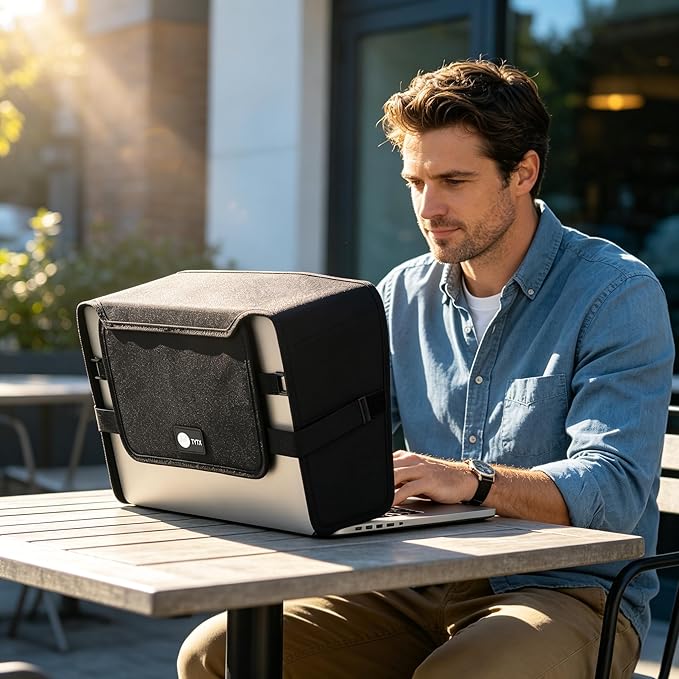 Laptop Sun Shade for Outdoor Work, Light Weight Computer Privacy Hood & Glare Shield, Foldable Shield Cover, M(Most 13-14" Laptop)
