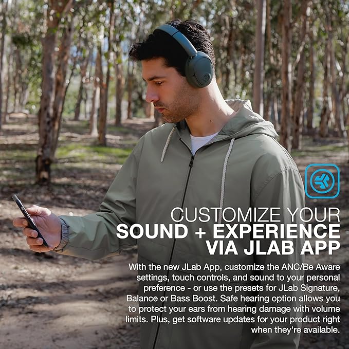 JLab, JBuds Lux ANC, Over Ear Headphones, Active Noise Cancelling, Bluetooth, Spatial Audio, Sage