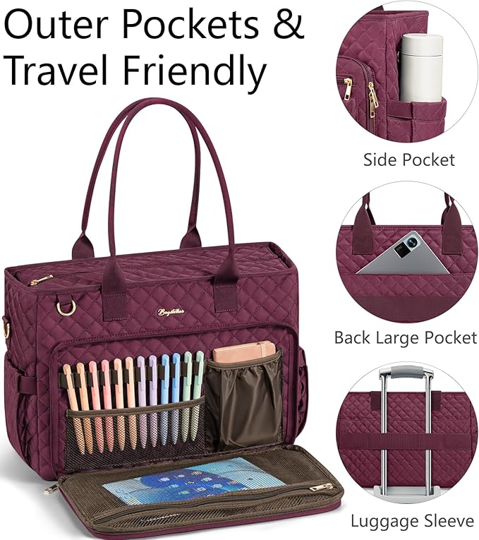 Bagstellar Teacher Bags for Women, 15.6 inch Laptop Work Tote Bag Quilted Nurse Bible Computer Shoulder Bag for School Travel | Dream Tote Work Bag