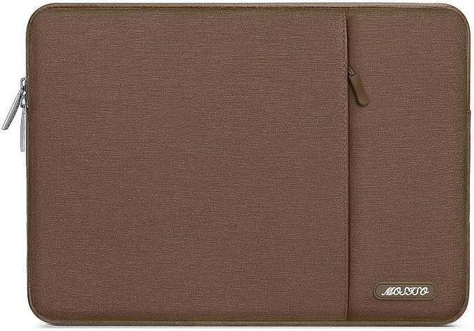 MOSISO Laptop Case 14 inch, 14 inch Laptop Sleeve Compatible with HP Lenovo Dell ASUS Acer, HP Stream, Dell Latitude, Lenovo IdeaPad, Polyester Vertical Computer Sleeve Bag with Pocket, Brown