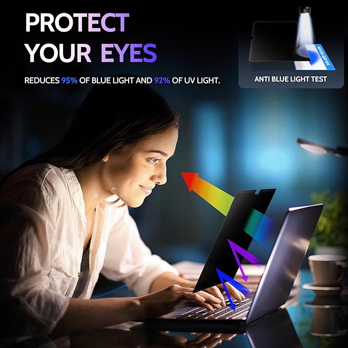 Peslv Privacy Screen for MacBook Air 15 Inch (2023-2026, M2, M3, M4, M5)- A3448 A3241 A3114 A2941, MagicSuction™ Removable Anti Spy Black Protector, Glare Blue Light Filter for Mac Laptop Computer