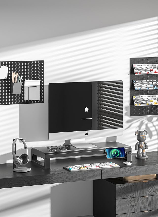 Computer monitor stand Laptop Desk Shelf & Monitor Riser ，21.6 inches long desk riser Monitors/PC/Laptop/Computer Space Saver Organizer ，Heavy Duty Gift Gaming Studio Office(Basic Version, 550mm)