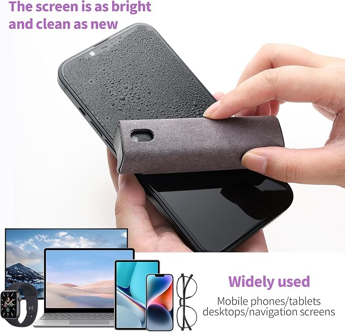 CUIUD Touchscreen Screen Cleaner Kit 2 Pcs, Phone, Tablet and Car Screen Cleaner, Two in One Spray and Microfiber Cloth(Grey&Pink)