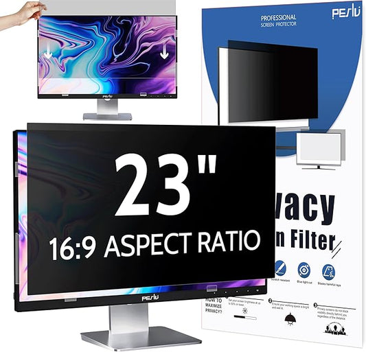 Peslv Computer Privacy Screen 23 Inch for 16:9 Widescreen Monitor, Removable 23inch Anti Blue Light Anti Glare Monitor Privacy Filter Shield