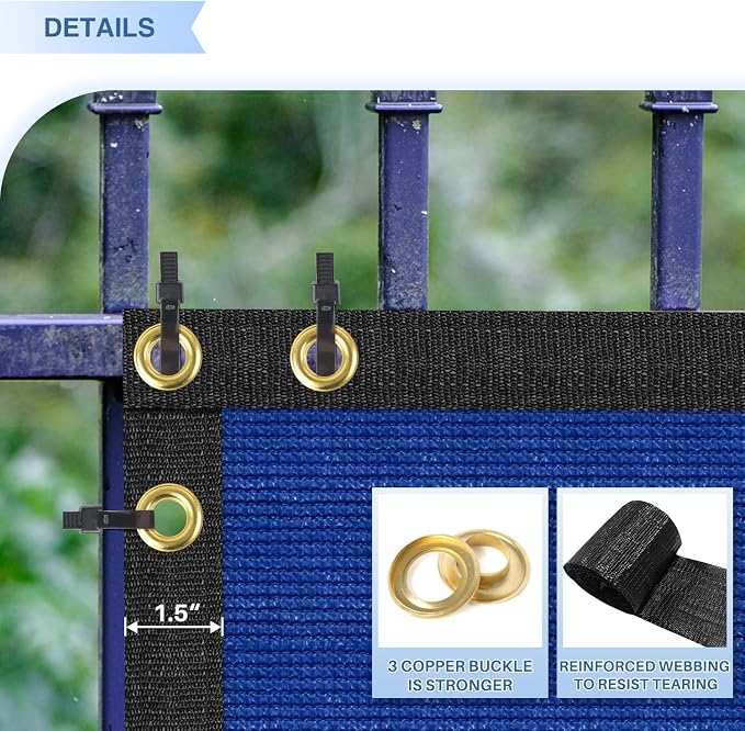 E&K Sunrise 4' x 58' Privacy Fence Screen with Grommets, Outdoor Windscreen Fence Covering Privacy Screen UV Blockage for Backyard Garden Patio, Zip Ties Included (Blue)