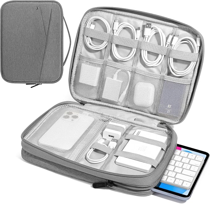 MoKo 9-11 Inch Tablet Sleeve Bag for New 11-inch iPad Pro M4 & Air M2 2024, iPad 10th Gen 10.9, iPad Air 5/4th 10.9, iPad 9/8th 10.2, Double Layer iPad Bag with Non-Slip Carrying Handle, Light Gray