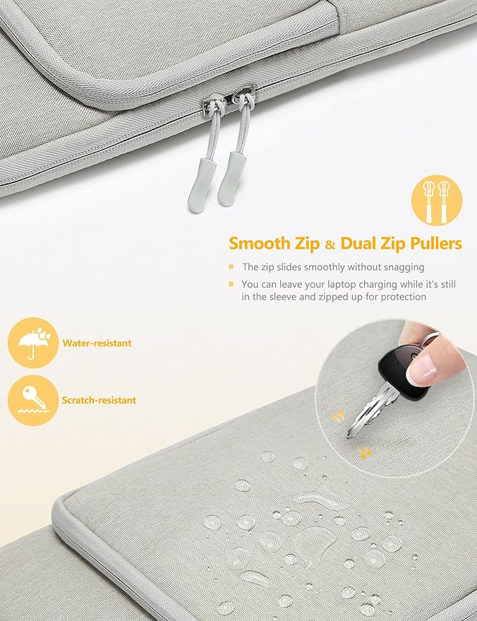 HYZUO 17-17.3 Inch Laptop Bag Case Sleeve for 17" 17.3" HP/Dell/Lenovo/ASUS/Acer/LG/MSI Gaming Laptop/Razer Blade 17/18, Notebook Carrying Briefcase for Men Women, Light Gray