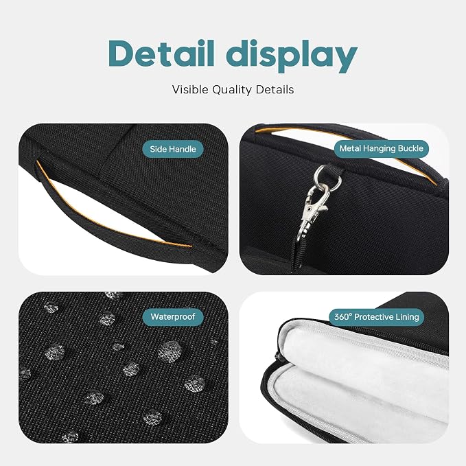 Omnpak Surface Pro 11 Case,13 inch Laptop Sleeve for Surface Pro 12/11/10/9/8/X/7/6/5/4/3 with Side Handle Strap and Accessory Pocket,Recycled PET Laptop Carrying Bag