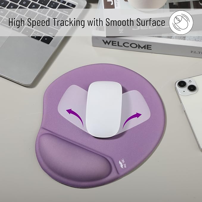 Mr. Pen- Ergonomic Mouse Pad with Wrist Rest, Purple Breathable Fabric with Memory Foam Cushion, Non-Slip Rubber Base, Gel Mouse Pad with Wrist Support