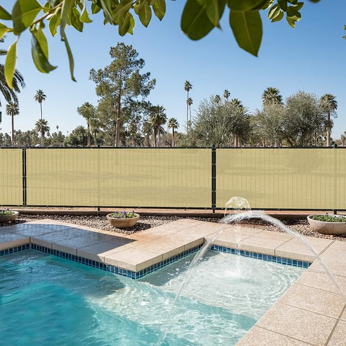 E&K Sunrise 4' x 172' Privacy Fence Screen with Grommets, Outdoor Windscreen Fence Covering Privacy Screen UV Blockage for Backyard Garden Patio, Zip Ties Included (Beige)