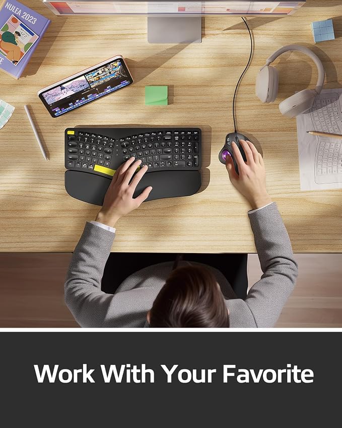 Nulea M509 Trackball Mouse Wired, Ergonomic Design, Easy Thumb Control, Precise & Smooth Tracking, 2-in-1 Interface (Type A &Type C), Compatible for PC, Laptop, Mac, Window(Purple).