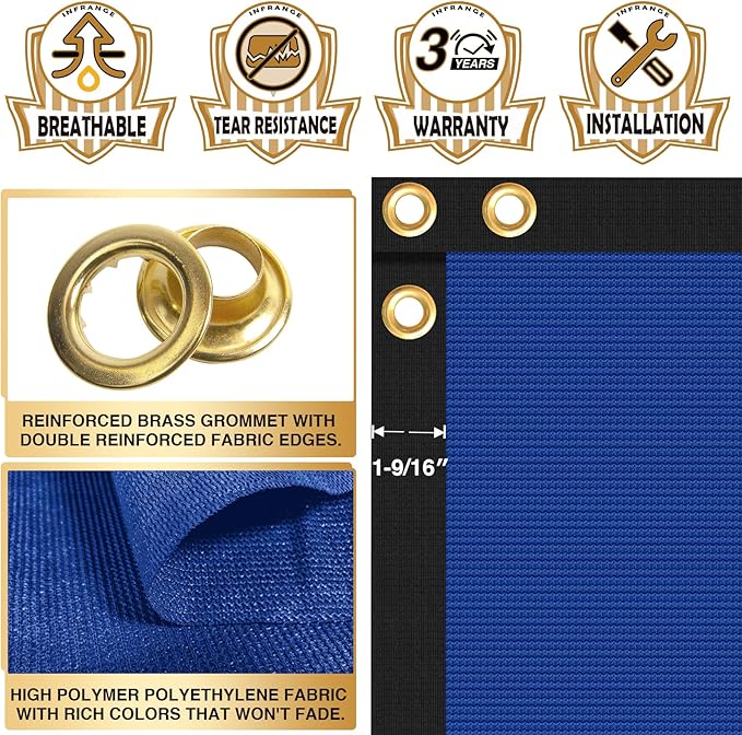 Privacy Fence Screen 6' x 206' Fencing Cover Heavy Duty Mesh Windscreen Cloth for Outdoor Garden Patio Backyard Chain Link Fence Blue