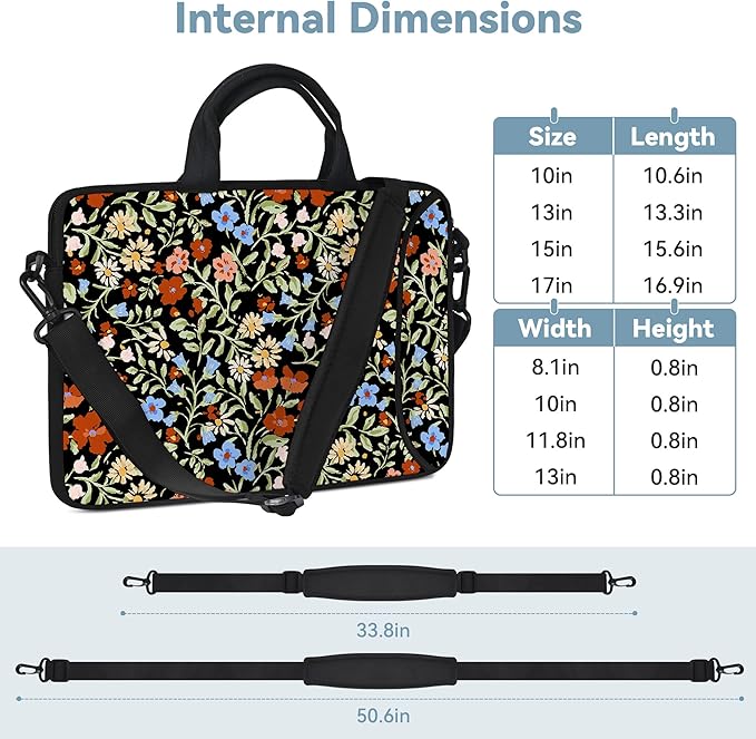 RICHEN 10 inch Messenger Bag Carrying Case with Handle Accessory Pocket Fits 7 to 10-Inch Laptops/Notebook/Kids Tablet (7-10.2 inch, Flowers2)