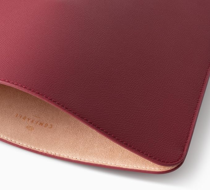 Comfyable Laptop Sleeve 13 Inch Precisely Compatible with MacBook Air M5 2026 & MacBook Pro/Neo A18, Genuine Leather Cover Case, Wine Red