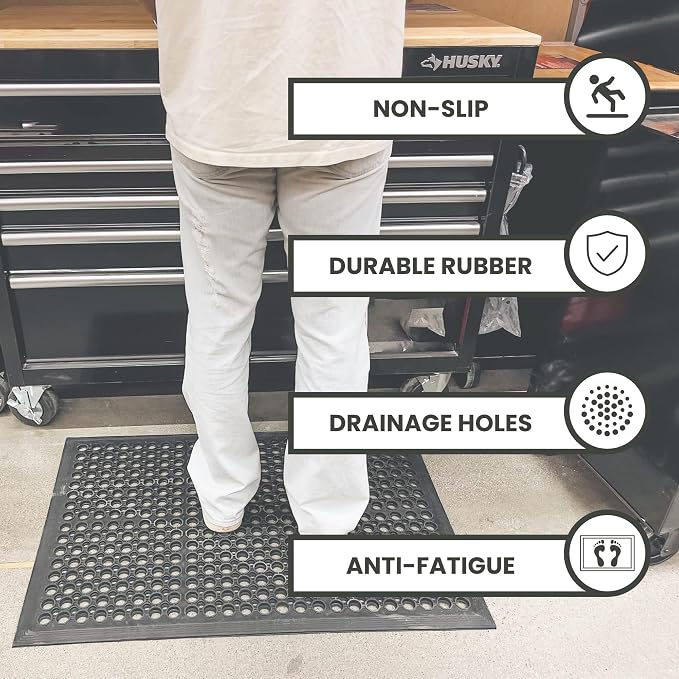 Envelor Anti Fatigue Mat Rubber Floor Mats Door Mat Non Slip Drainage Mat for Entryway, Kitchen, Restaurant, Garage, Heavy Duty Use Doormat, Commercial Floor Mat Industrial 24 x 36 Inches