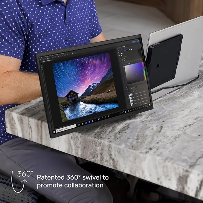 SideTrak Swivel 15.6" Attachable Portable Monitor for Laptop | FDH TFT Laptop Dual Screen | Mac, PC & Chrome Compatible | Swivel Hinge Laptop Screen Extender | USB-C Port