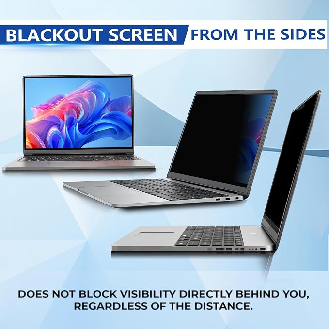 Magnetic Laptop Privacy Screen 16 Inch 16:10, Removable Computer Privacy Filter Shield and Anti Glare Blue Light Screen Protector, Compatible with HP Dell Acer Asus Samsung Lenovo ThinkPad
