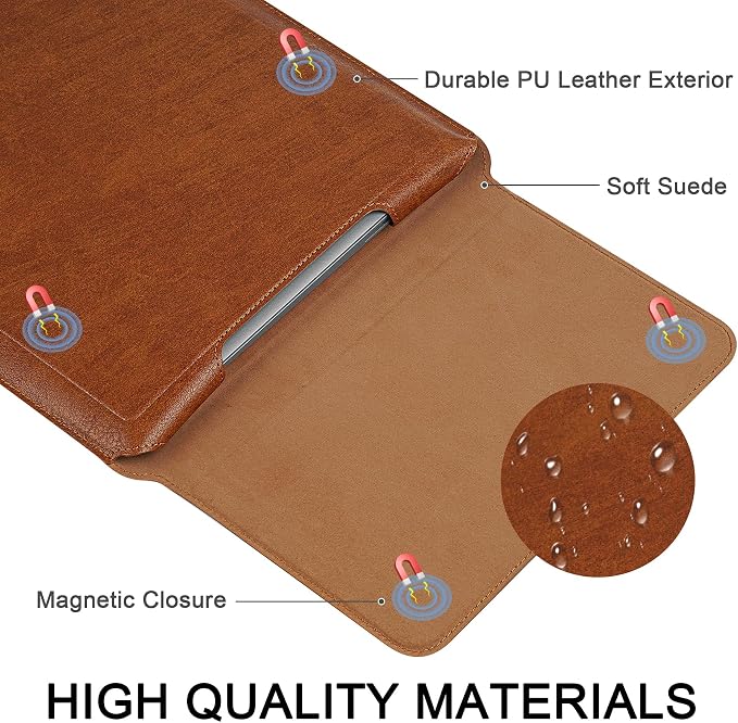 HoYiXi 14 Inch Laptop Sleeve Case with Stand Feature for Mac Book Pro 14 2021/ASUS Vivobook 14/HP Pavilion X360/IdeaPad 14/Dell HP ASUS Acer Huawei Matebook 14'',Compatible 13.3-14'' PC,Brown