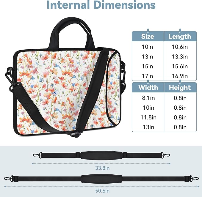 RICHEN 17 inch Laptop Shoulder Bag Carrying Case with Handle Fits 15.6/16/17/17.3/17.4 inch Laptop Notebook (Flowers1, 16-17.3 inch)