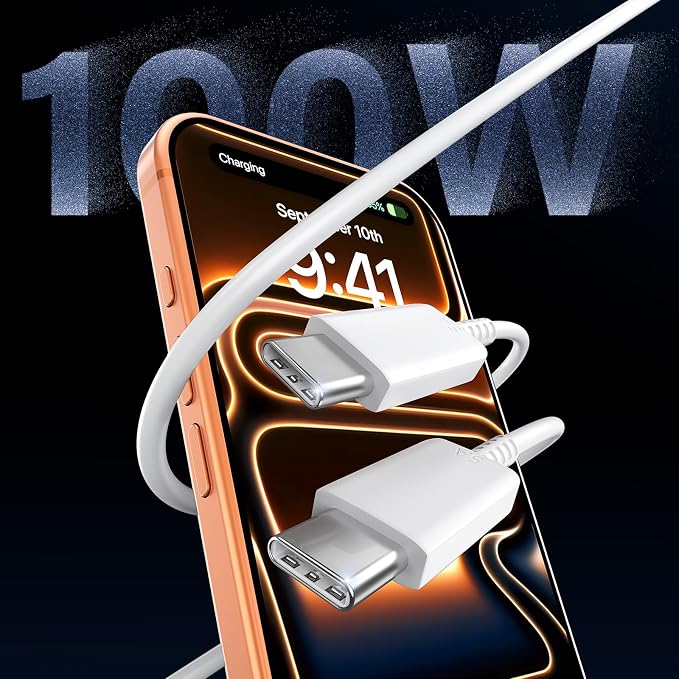 Phone 17 16 Pro Max Charger Fast Charging,45W Phone 17 Charger USB C Super Fast Charger Block&10FT Long Type C Charger Cable Cord for i.Phone 17/17 Pro/17 ProMax/Air/16/16Pro Max,Yellow/White