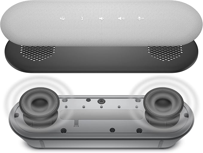 Dell SP3022 USB Computer Speaker for PC, Laptop, Monitor, Business Conference-Mini Soundbar Speakerphone, AI Noise Echo Cancellation, Full Duplex Audio, 2 x 1.8W, MS-Teams Certified - Platinum Silver