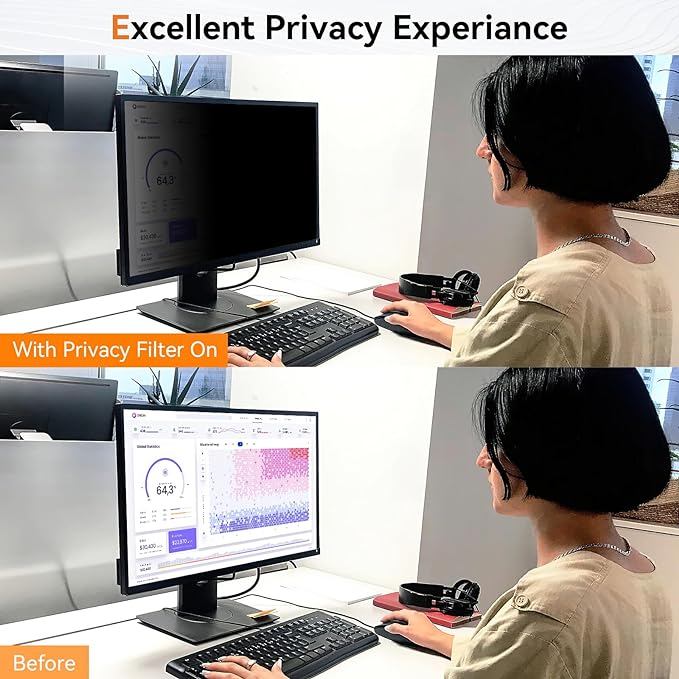 [2 Pack] 23 Inch Computer Privacy Screen for 16:9 Aspect Ratio Widescreen Monitor, Eye Protection Anti Glare Blue Light Computer Monitor Privacy Filter, Removable Anti-Scratch 23in Protector Film