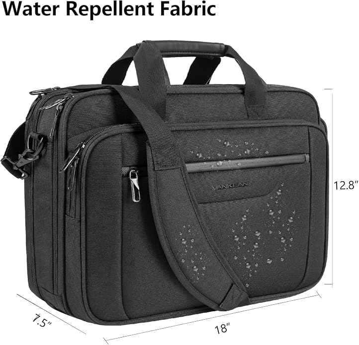 VANKEAN Laptop Briefcase Premium Laptop Case Fits Up to 17.3 Inch Business Shoulder Bag Laptop Expandable Water-Repellent