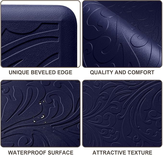 KMAT Kitchen Mat Cushioned Anti-Fatigue Floor Mat Waterproof Non-Slip Standing Mat Ergonomic Comfort Floor Mat Rug for Home,Office,Sink,Laundry,Desk 30"(L) x 20"(W),Blue