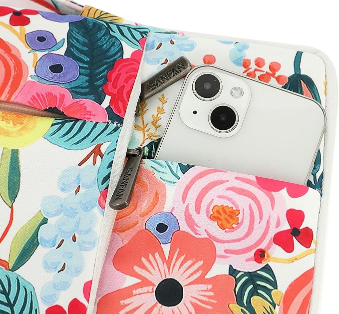 360° Protective 3 Pockets Laptop Sleeve Case Bag with Handle for MacBook Air 15 inch,MacBook Pro 16 inch and 15.6 inch Screen Laptop (Watercolor Flowers)