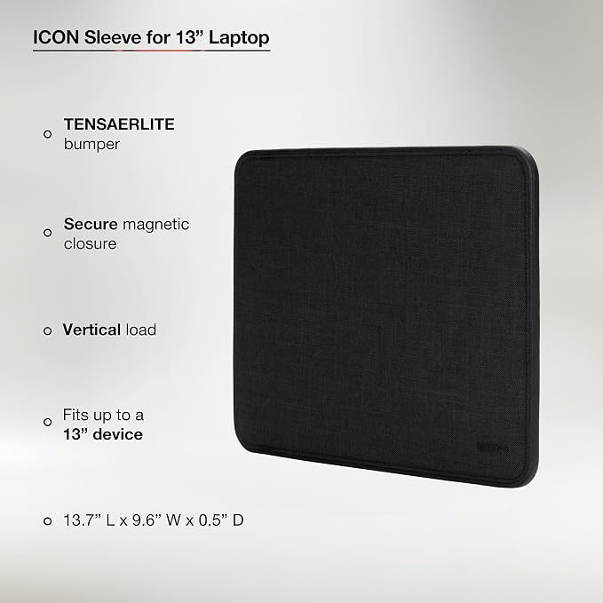 Incase ICON Sleeve with Woolenex - MacBook Air 13 inch Case - M5 2026, M4 2025, M3 M2 2024-2022 - Fitted MacBook Case, Laptop Sleeve, Hard Cover, Durable, Lightweight - Graphite