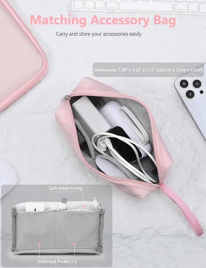 HYZUO 15-16 Inch Hard Shell Case Laptop Sleeve for MacBook Pro 16 M5/M4/M3/M2/M1 Pro/Max A3428 A3429 2026-2019, MacBook Air 15 M5/M4/M3/M2 2026-2023, 15" Surface Laptop, Razer Blade 15, Pale Pink